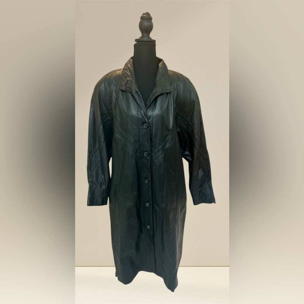 🖤VINTAGE 90s🖤 Pelle New York Milano Black Leather Jacket Full Length, Medium